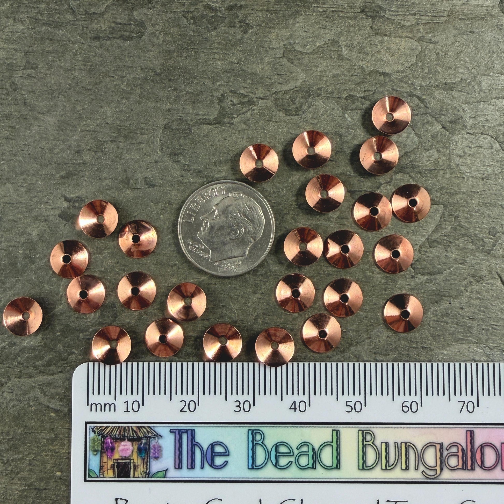 7mm Smooth Cone Bead Caps - Copper Plated Steel (FMG/7265-C) * Qty. 36