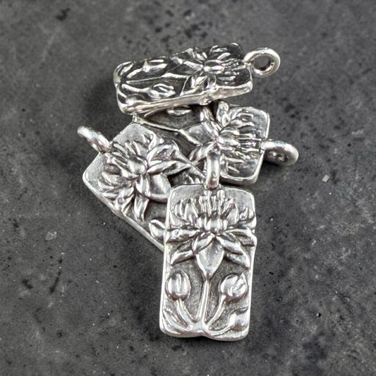 TierraCast 17x8.7mm Apple Blossom Charms, Antiqued Silver Flower Charm (PF/469-77) * Qty. 4