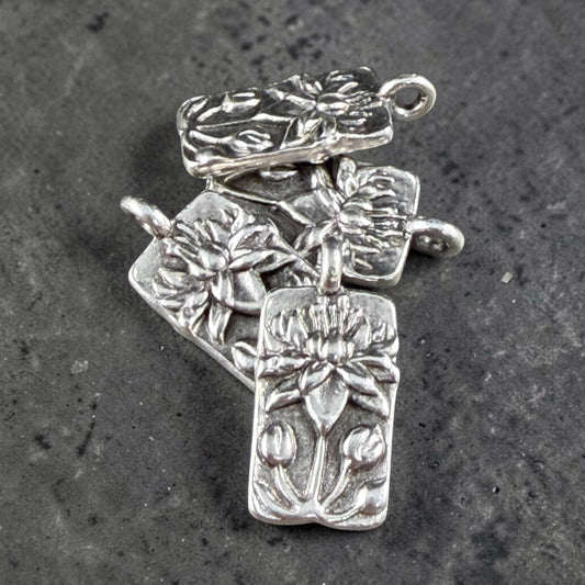 TierraCast 17x8.7mm Apple Blossom Charms, Antiqued Silver Flower Charm (PF/469-77) * Qty. 4