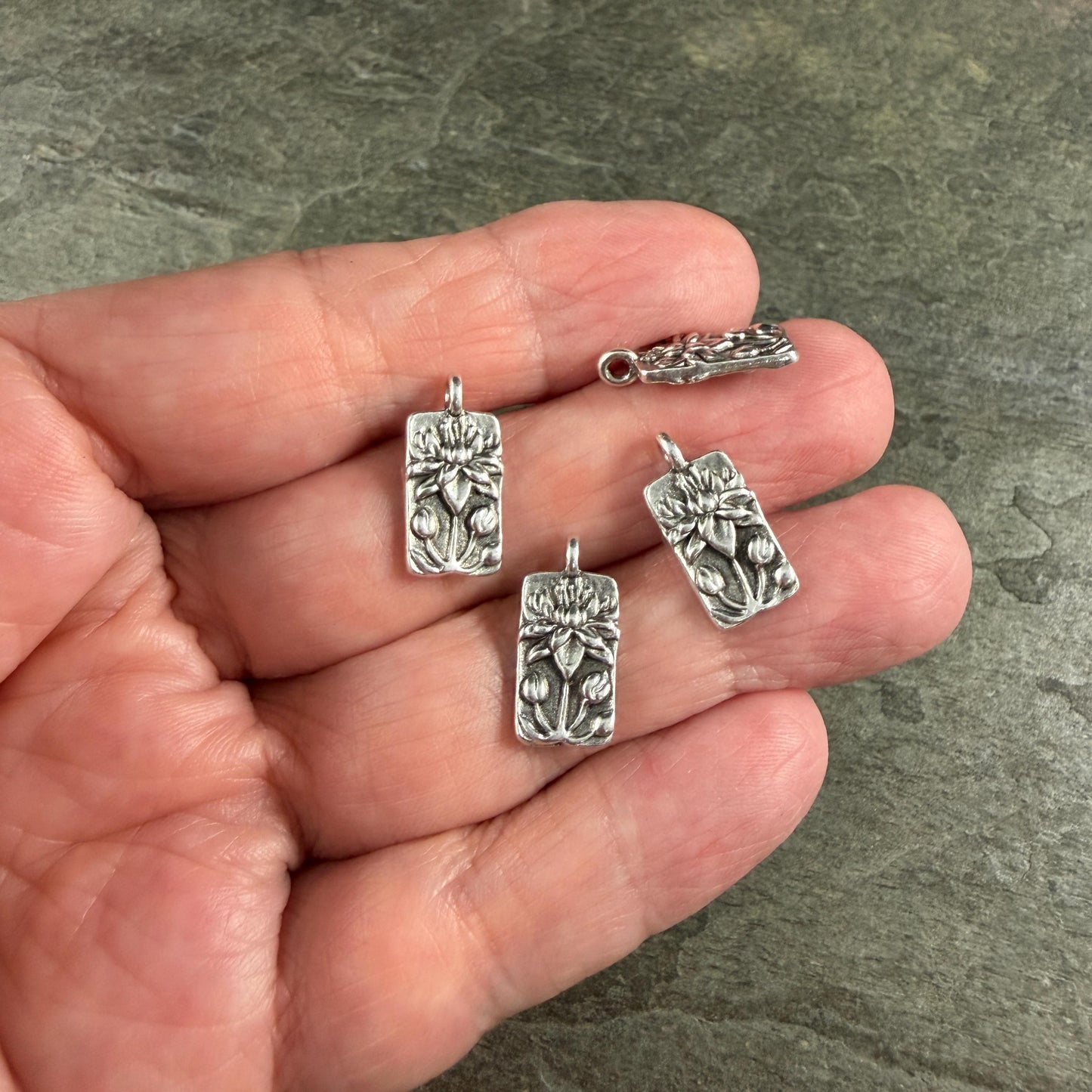 TierraCast 17x8.7mm Apple Blossom Charms, Antiqued Silver Flower Charm (PF/469-77) * Qty. 4