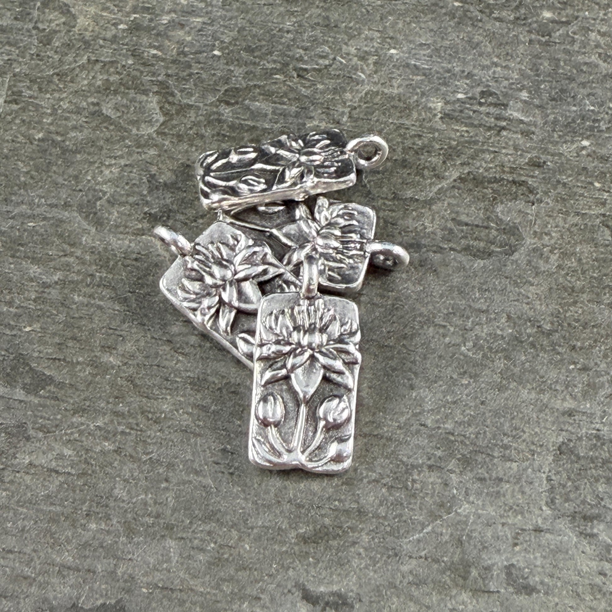 TierraCast 17x8.7mm Apple Blossom Charms, Antiqued Silver Flower Charm (PF/469-77) * Qty. 4