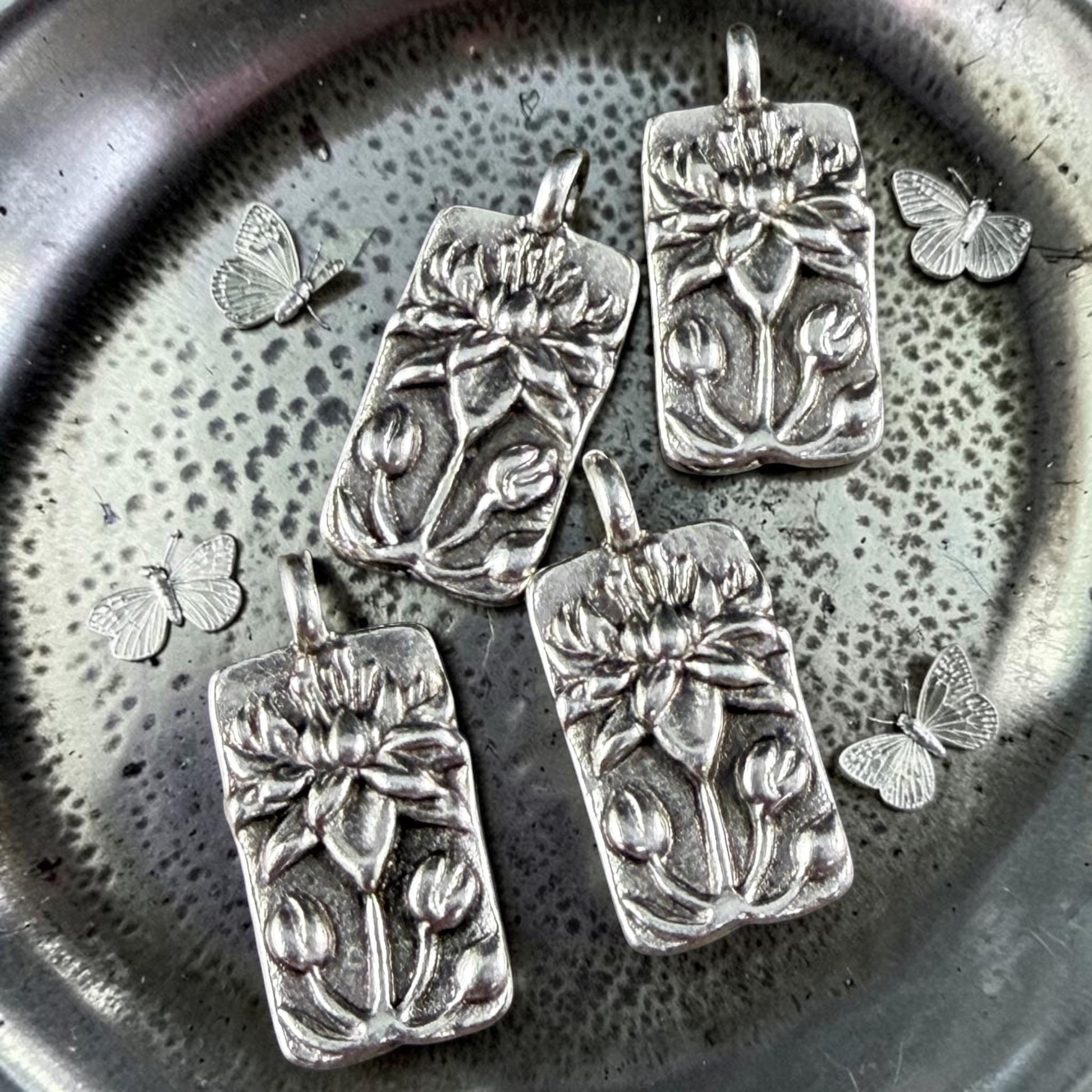 TierraCast 17x8.7mm Apple Blossom Charms, Antiqued Silver Flower Charm (PF/469-77) * Qty. 4