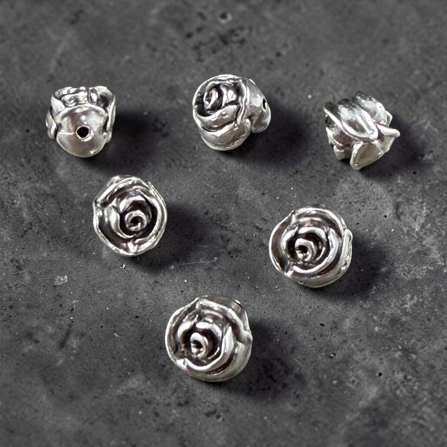 TierraCast 7.5mm Rose Bead, Antiqued Silver Plated Pewter (PF/800-77) * Qty. 4