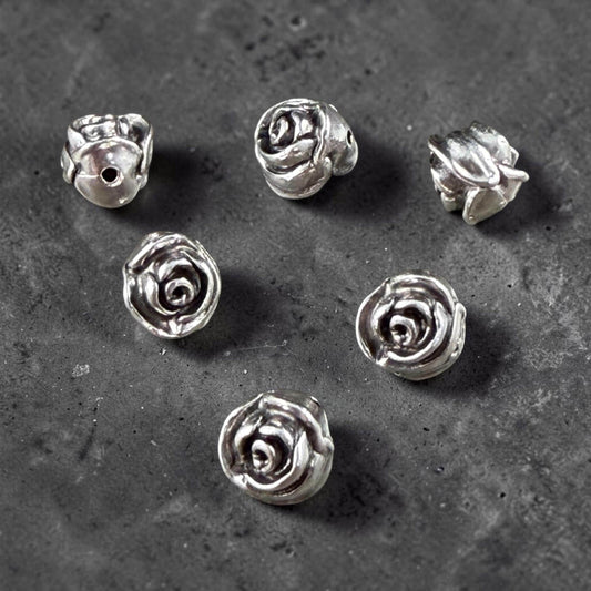 TierraCast 7.5mm Rose Bead, Antiqued Silver Plated Pewter (PF/800-77) * Qty. 4