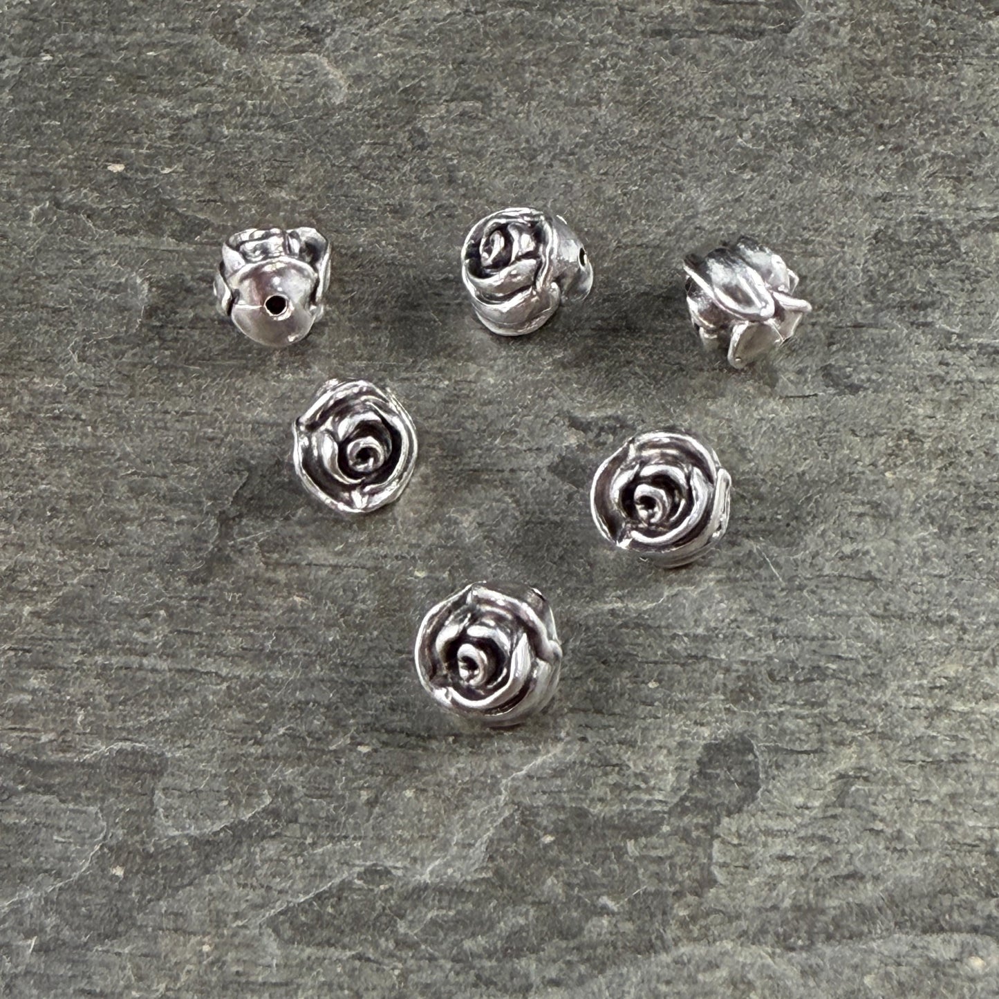 TierraCast 7.5mm Rose Bead, Antiqued Silver Plated Pewter (PF/800-77) * Qty. 4