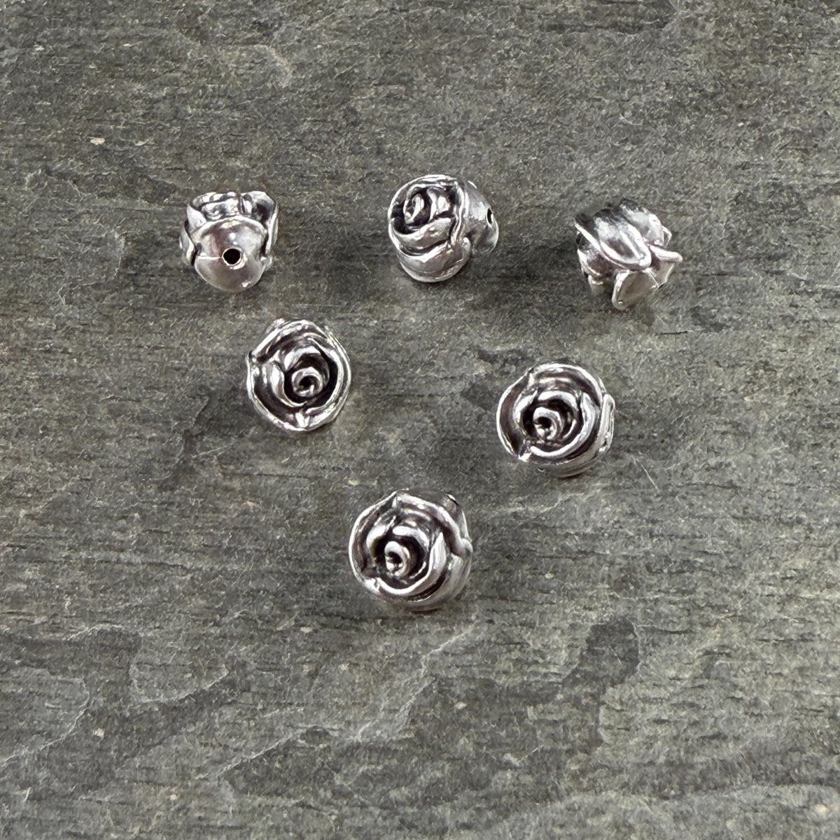 TierraCast 7.5mm Rose Bead, Antiqued Silver Plated Pewter (PF/800-77) * Qty. 4