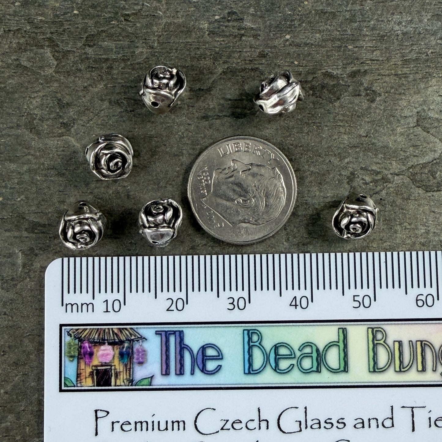 TierraCast 7.5mm Rose Bead, Antiqued Silver Plated Pewter (PF/800-77) * Qty. 4