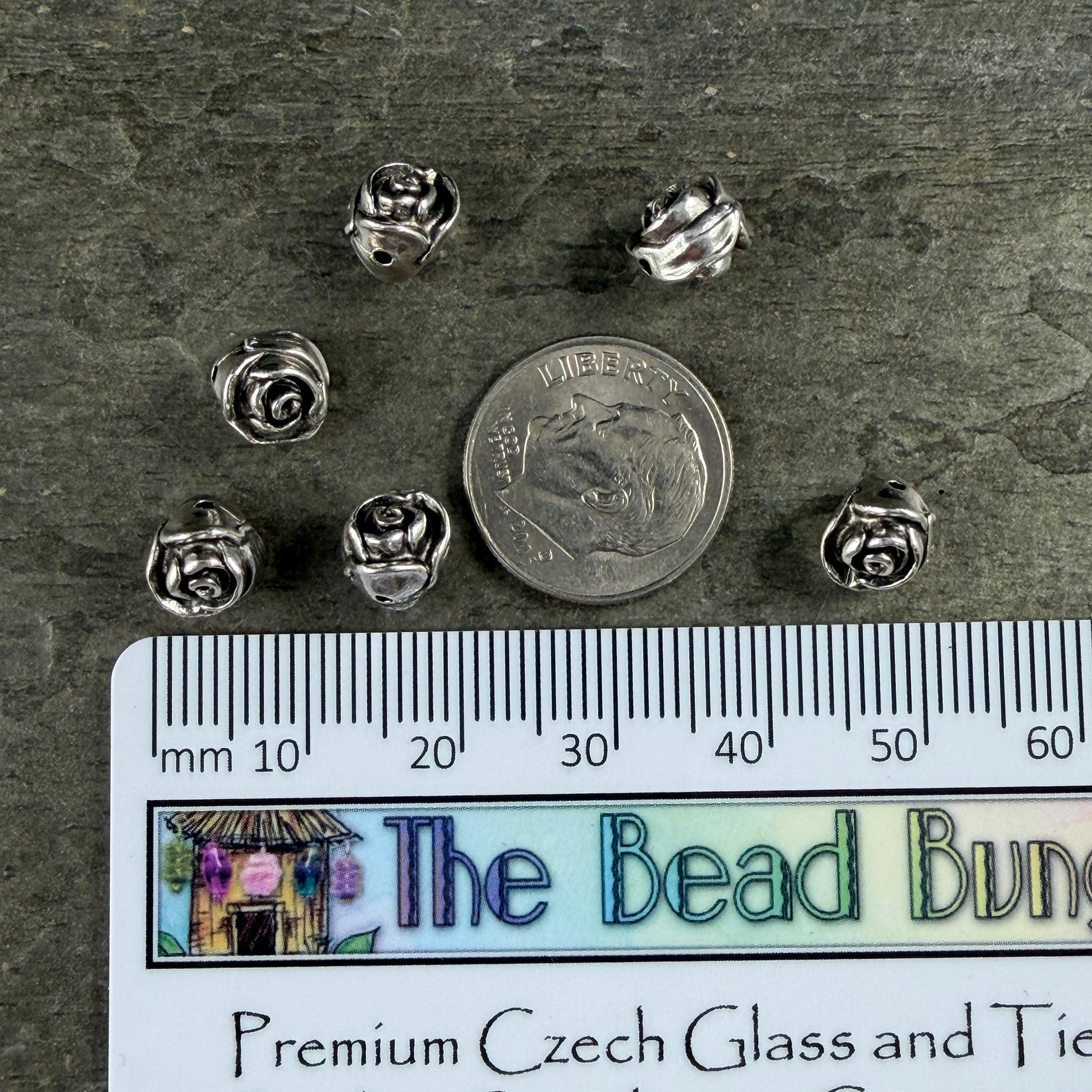 TierraCast 7.5mm Rose Bead, Antiqued Silver Plated Pewter (PF/800-77) * Qty. 4