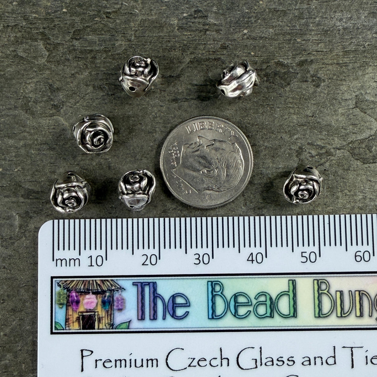 TierraCast 7.5mm Rose Bead, Antiqued Silver Plated Pewter (PF/800-77) * Qty. 4