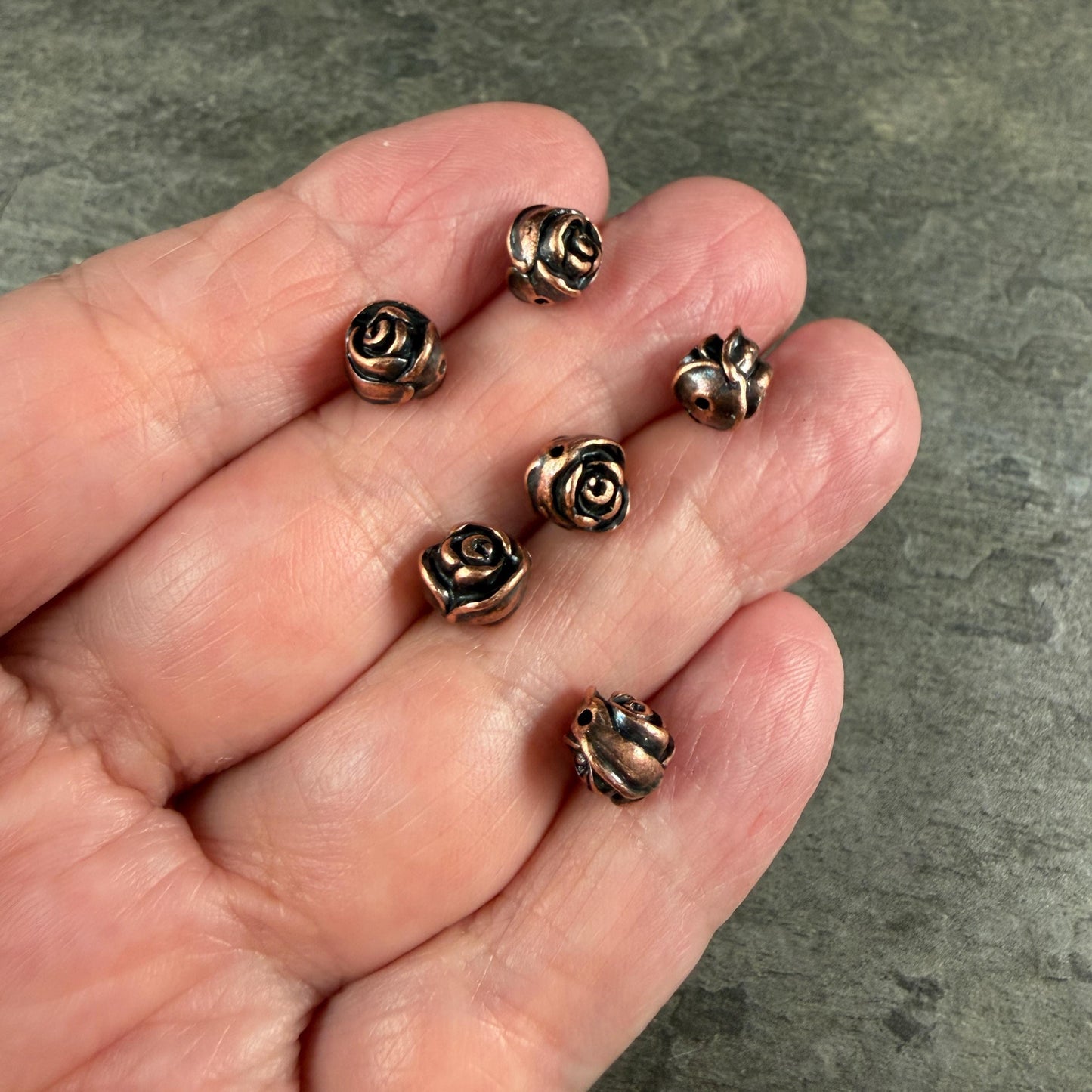 TierraCast 7.5mm Rose Bead, Antiqued Copper Plated Pewter (PF/800-87) * Qty. 4