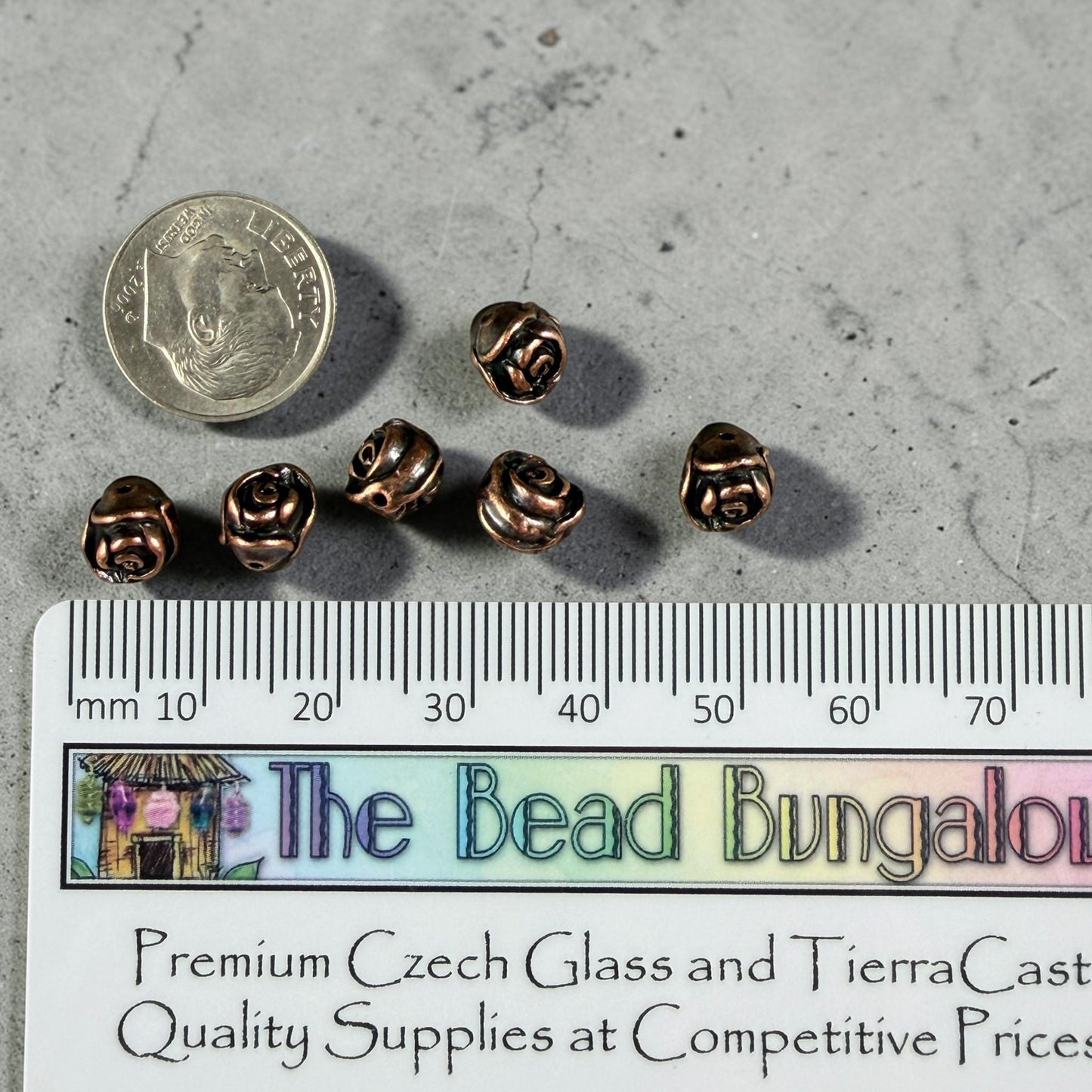 TierraCast 7.5mm Rose Bead, Antiqued Copper Plated Pewter (PF/800-87) * Qty. 4