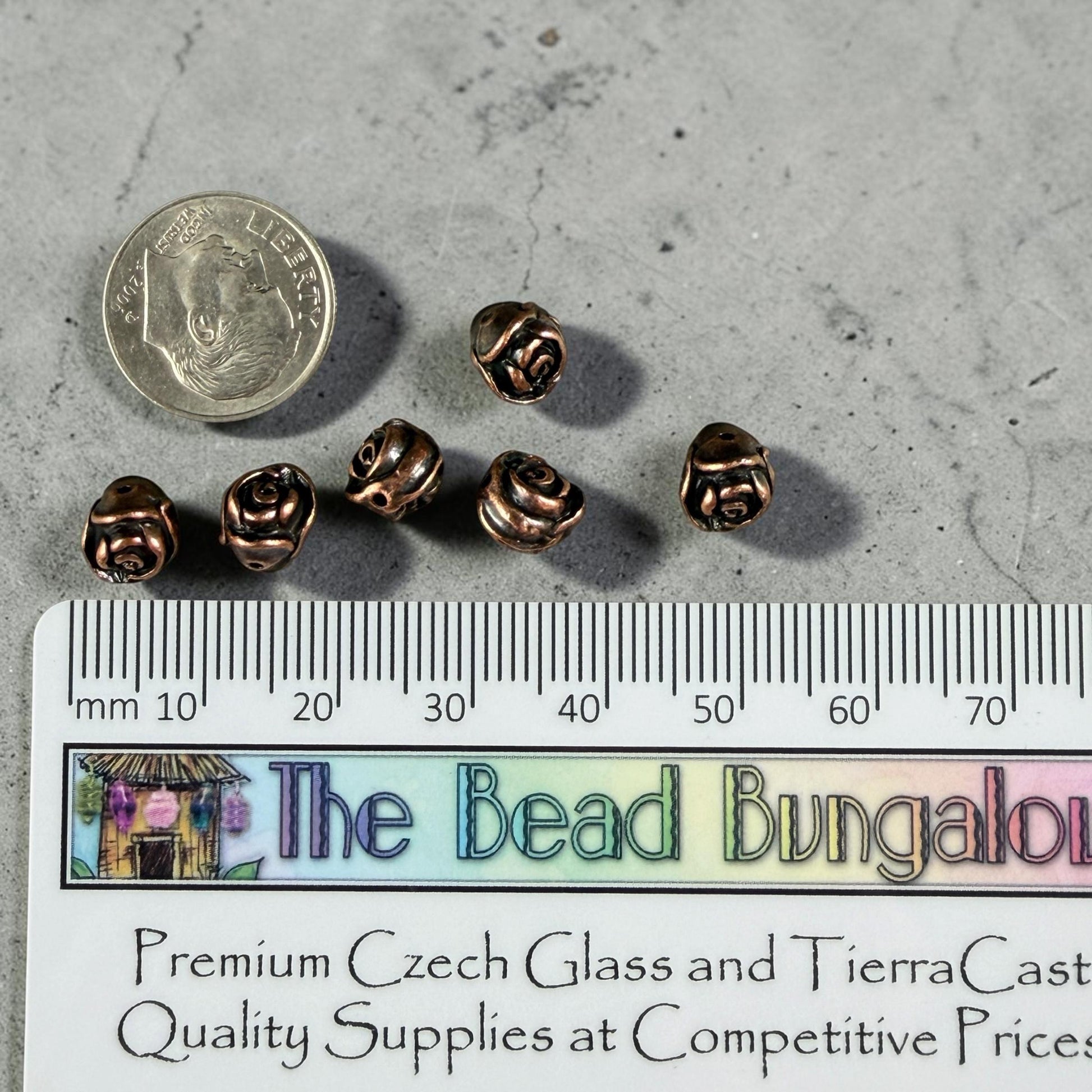 TierraCast 7.5mm Rose Bead, Antiqued Copper Plated Pewter (PF/800-87) * Qty. 4