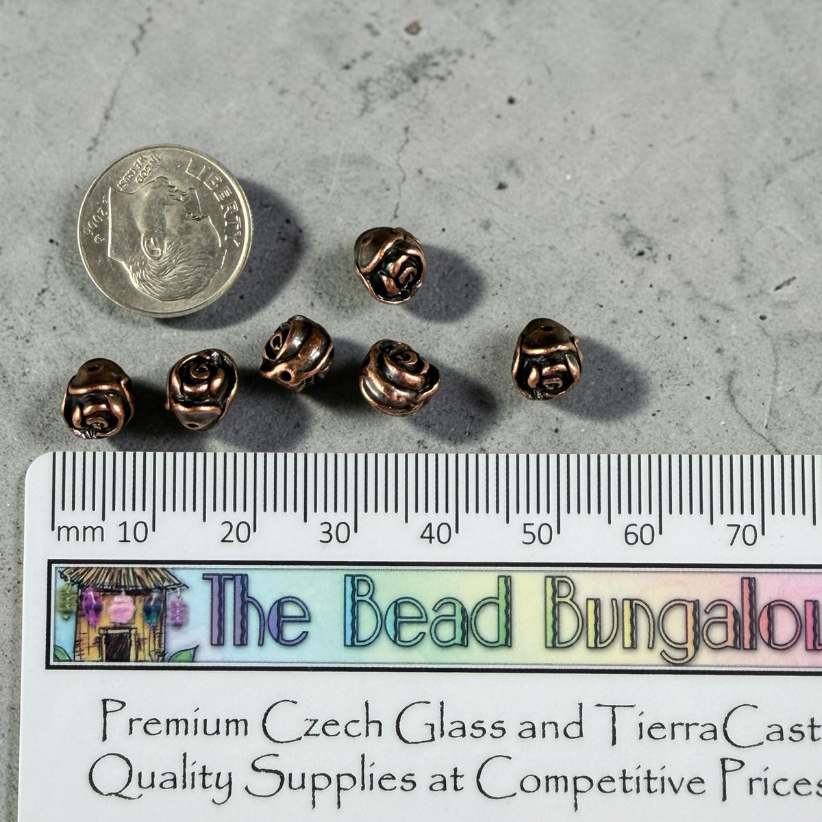TierraCast 7.5mm Rose Bead, Antiqued Copper Plated Pewter (PF/800-87) * Qty. 4