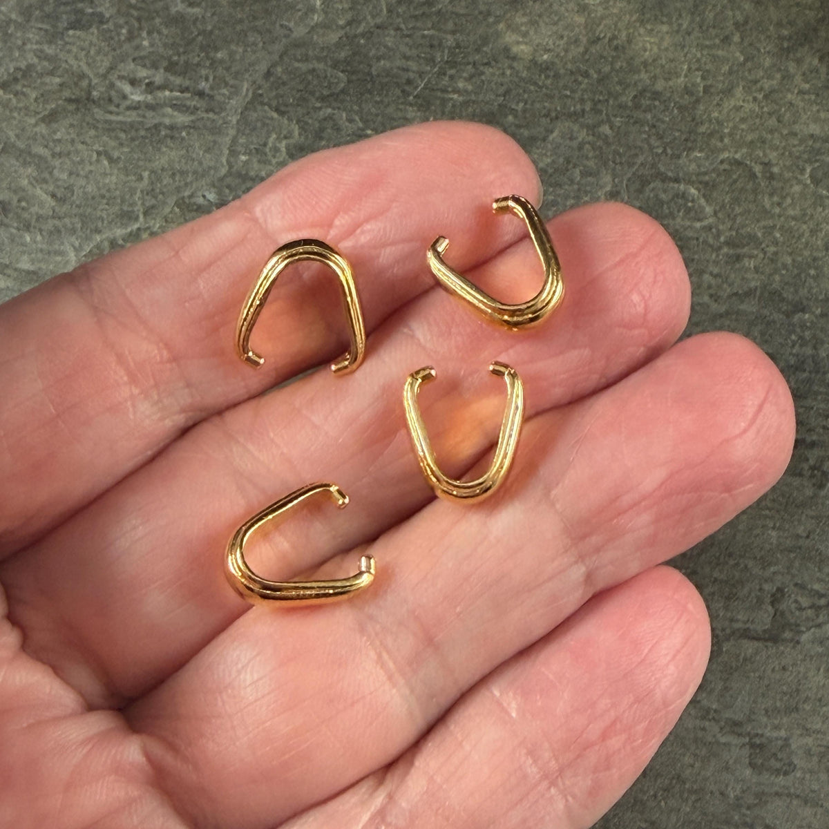 TierraCast 12mm Nouveau Pinch Bail, 24k Gold Plated Bail for Pendants, Nickel Free (PF/876-12) * Qty. 4