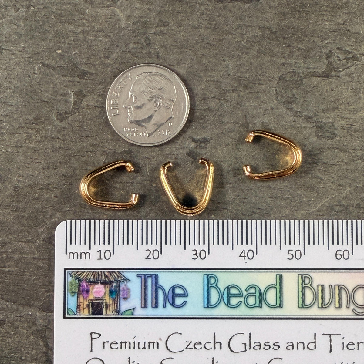 TierraCast 12mm Nouveau Pinch Bail, 24k Gold Plated Bail for Pendants, Nickel Free (PF/876-12) * Qty. 4