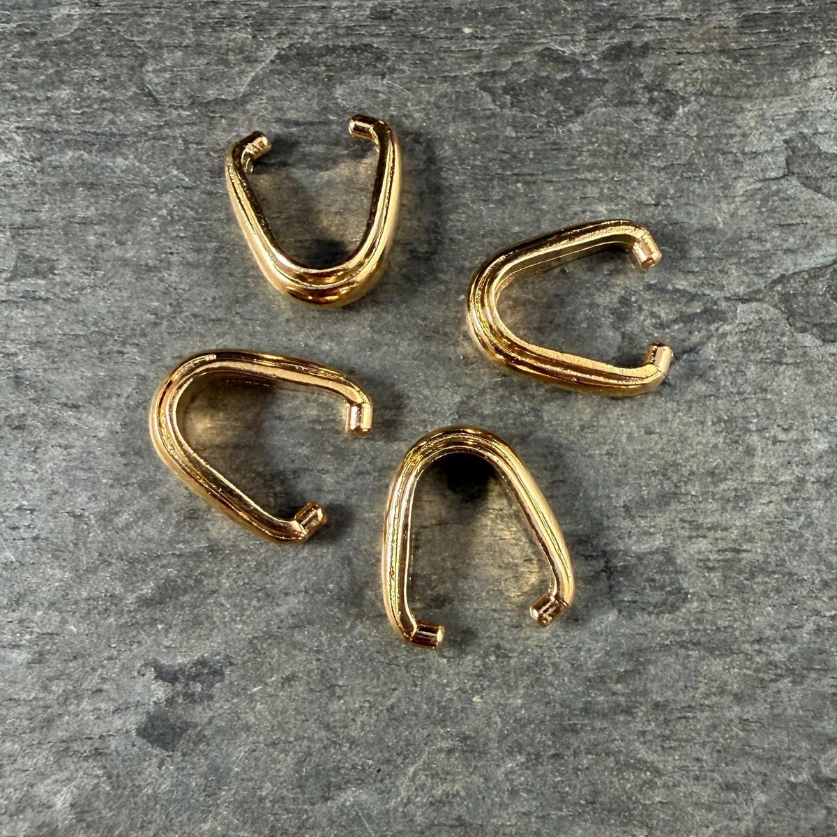 TierraCast 12mm Nouveau Pinch Bail, 24k Gold Plated Bail for Pendants, Nickel Free (PF/876-12) * Qty. 4