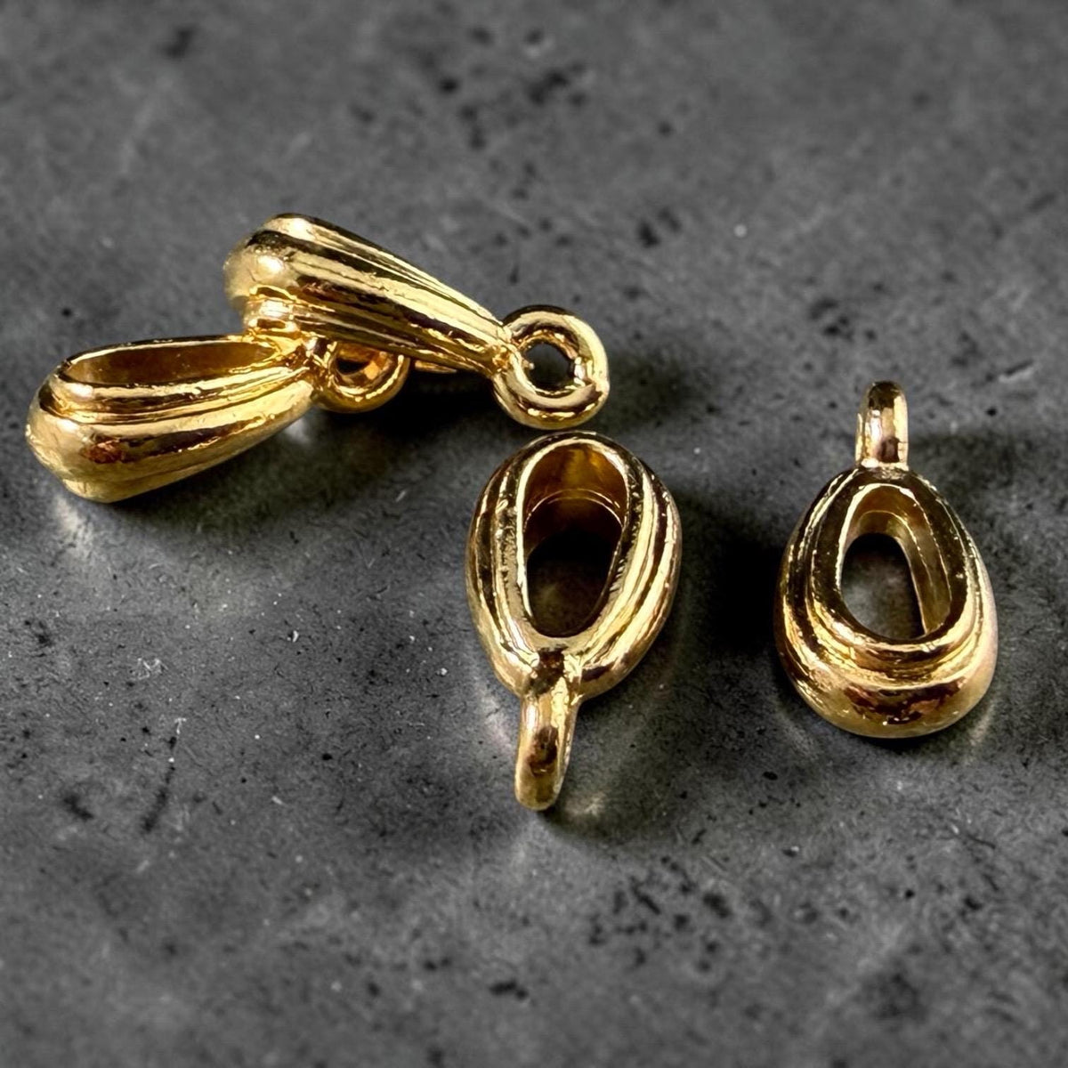 13mm Nouveau Bail with Loop, TierraCast, 24k Gold Plated Pewter, Nickel Free (PF/809-12) * Qty. 4