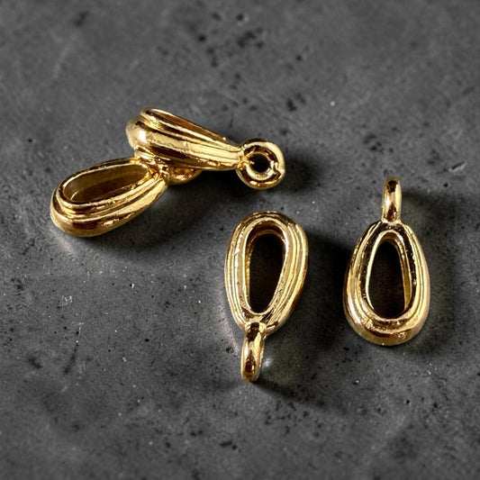 13mm Nouveau Bail with Loop, TierraCast, 24k Gold Plated Pewter, Nickel Free (PF/809-12) * Qty. 4