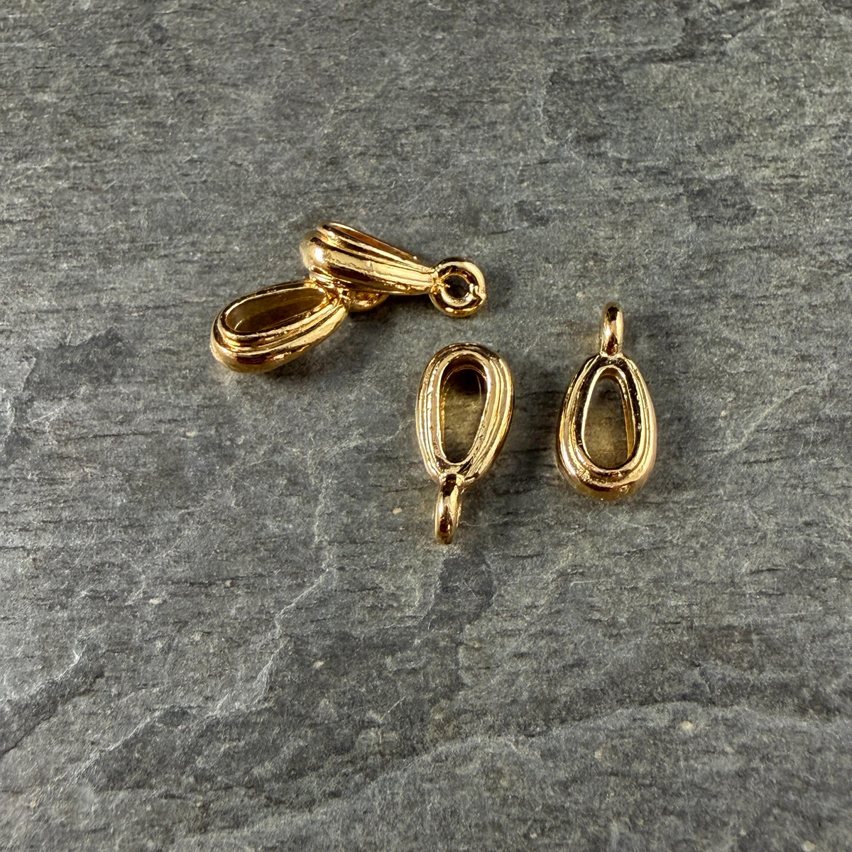 13mm Nouveau Bail with Loop, TierraCast, 24k Gold Plated Pewter, Nickel Free (PF/809-12) * Qty. 4