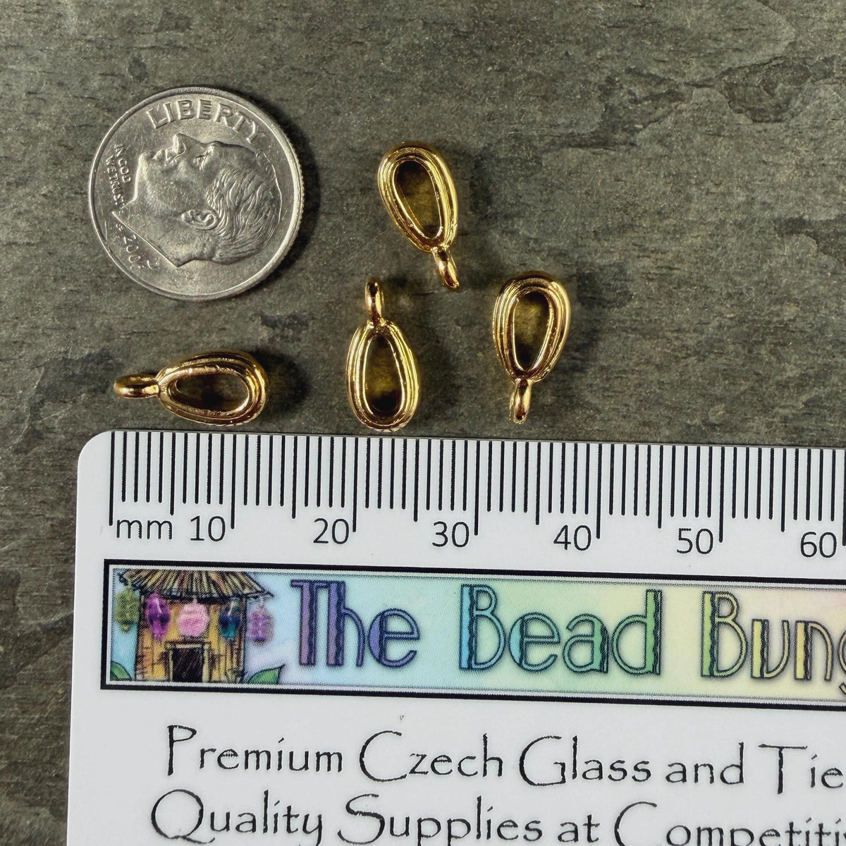 13mm Nouveau Bail with Loop, TierraCast, 24k Gold Plated Pewter, Nickel Free (PF/809-12) * Qty. 4