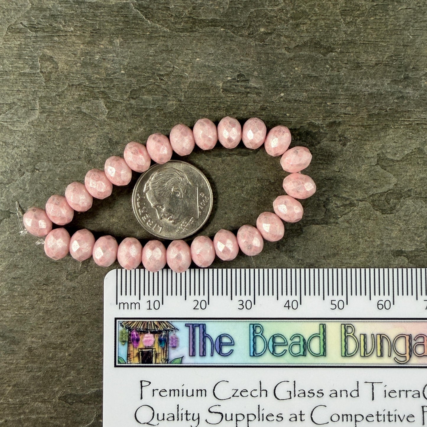 Czech Glass Beads - 7x5mm Faceted Rondelles, Pale Pink with Silver Picasso Finish (R7/N-2313) * Qty. 25