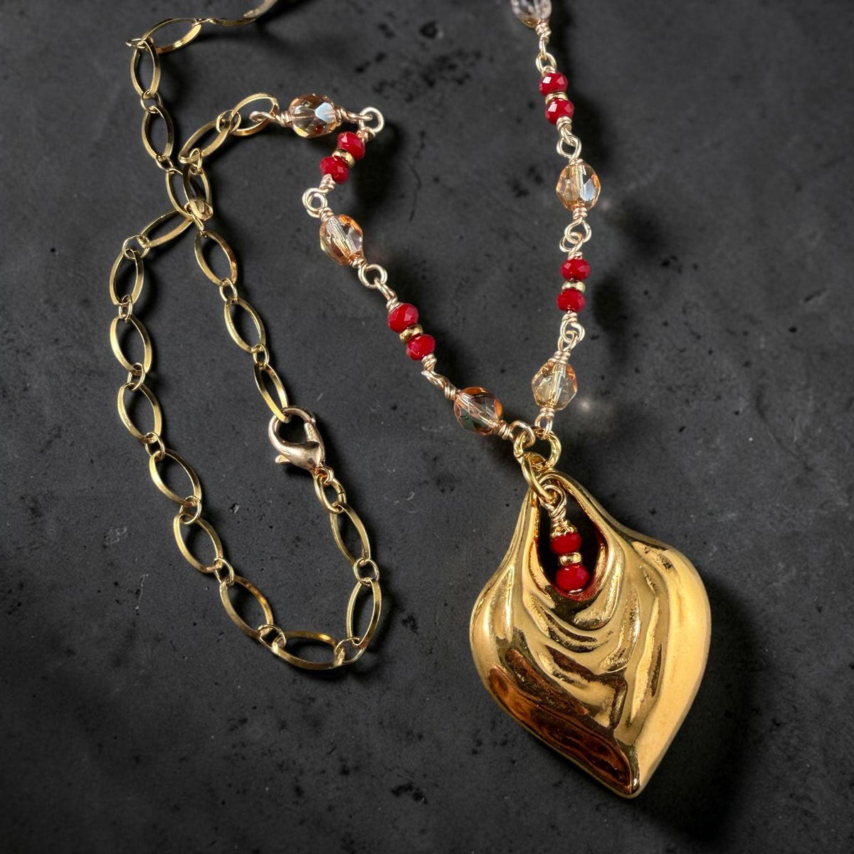 41mm Heart Pendant, 24k Gold Plated, Nickel Free (PF/15276-12) * Qty. 1