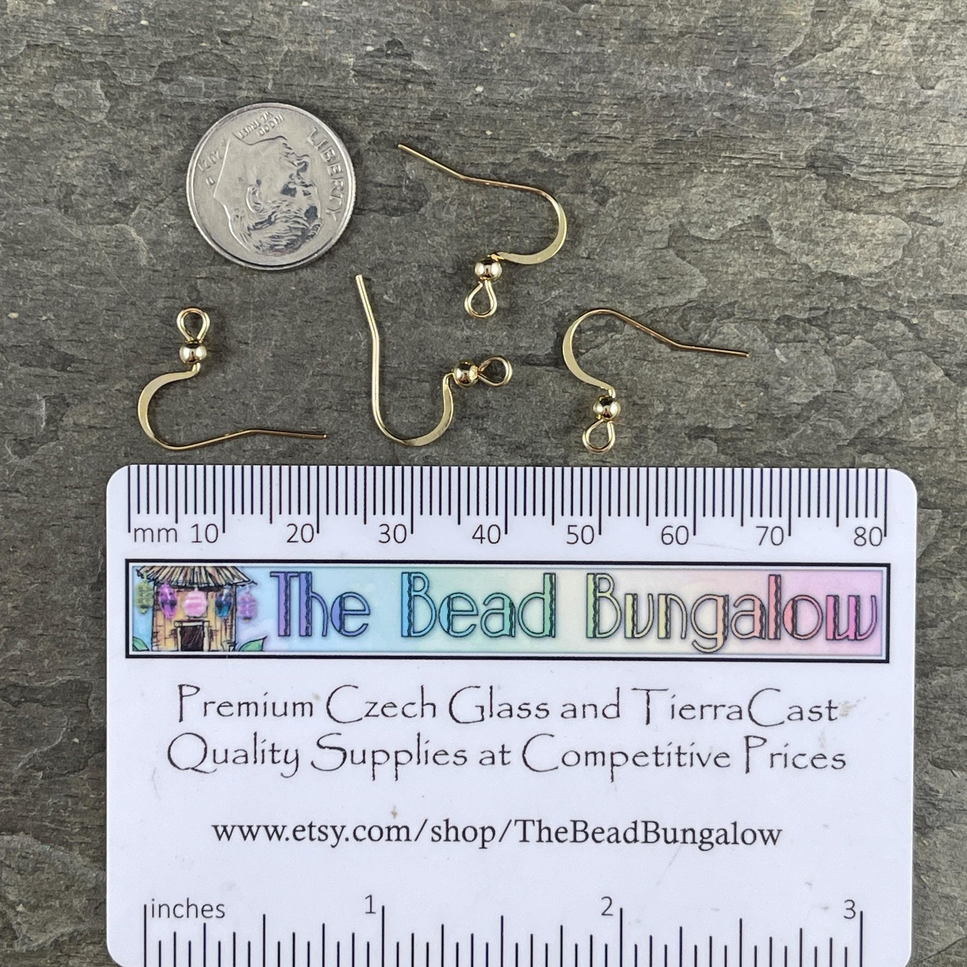 18k Gold Plated 316 Stainless Steel Ear Wires, 16mm French Hook with Ball (P220-13G) * Qty. 30