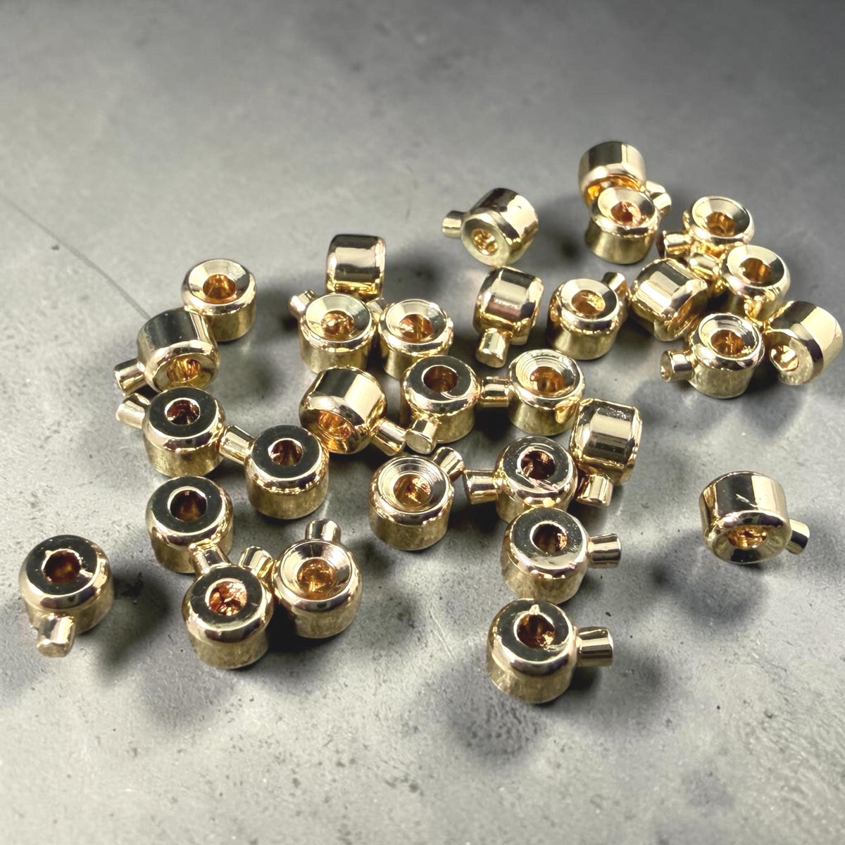 4mm One-Step Crimp Beads for Wire, 14k Gold Plated Brass (Z030-17A-G) * Qty. 30