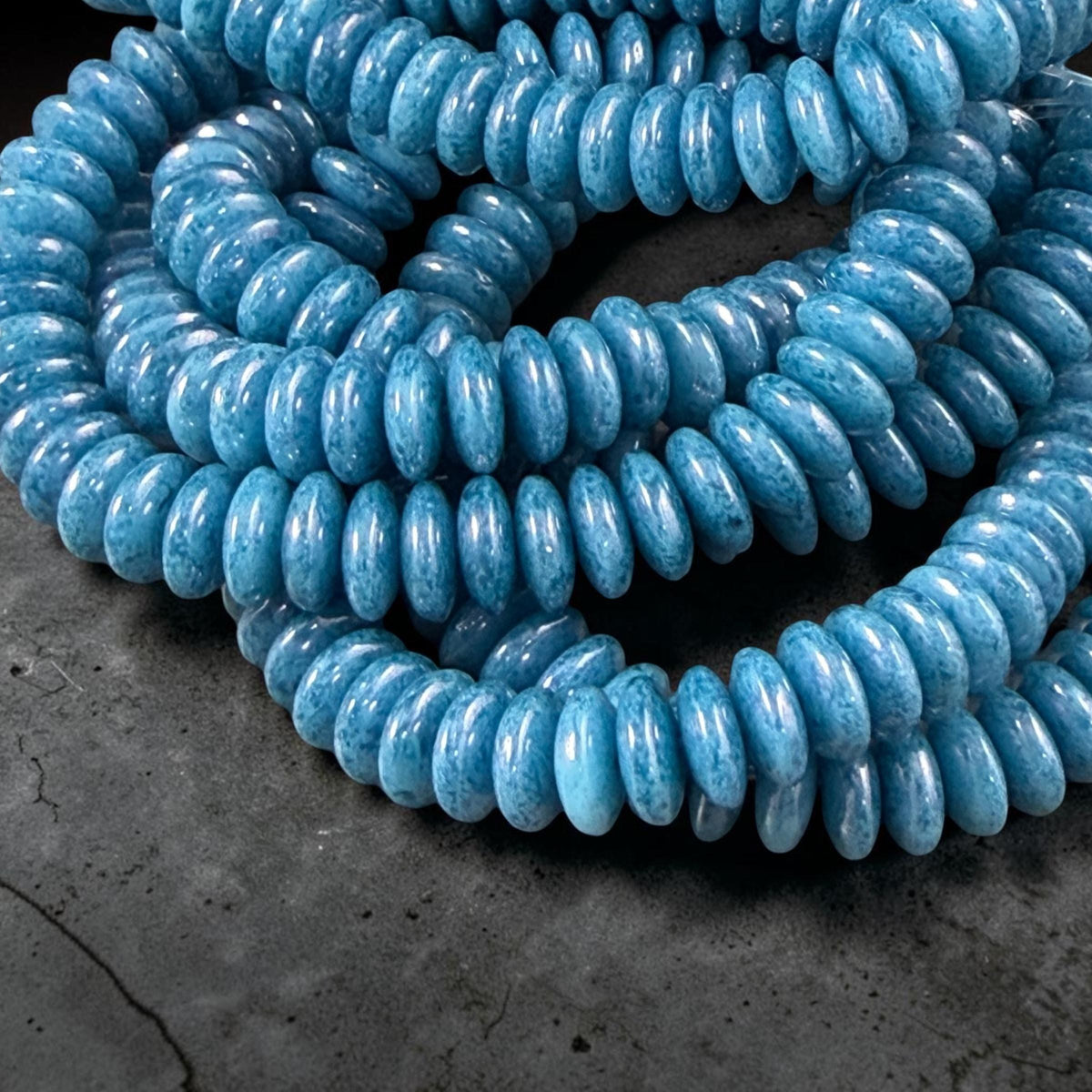 Czech Glass Beads - 6x2mm Heishi Rondelle, Azure Blue (DSC/N-1524) * Qty. 50
