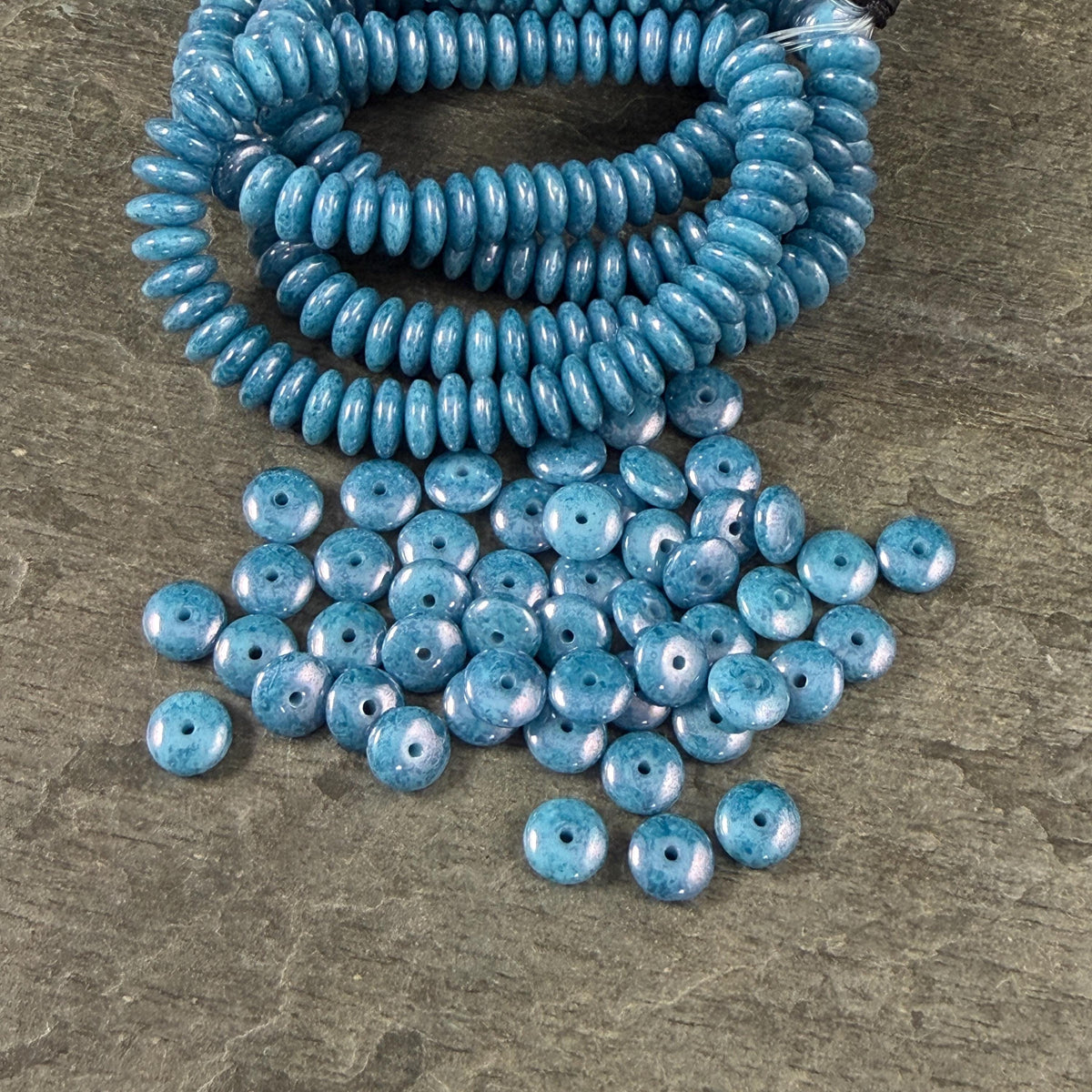 Czech Glass Beads - 6x2mm Heishi Rondelle, Azure Blue (DSC/N-1524) * Qty. 50