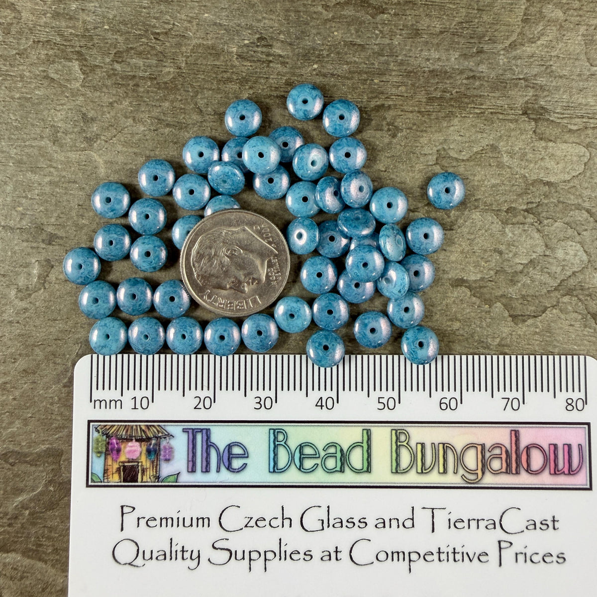 Czech Glass Beads - 6x2mm Heishi Rondelle, Azure Blue (DSC/N-1524) * Qty. 50
