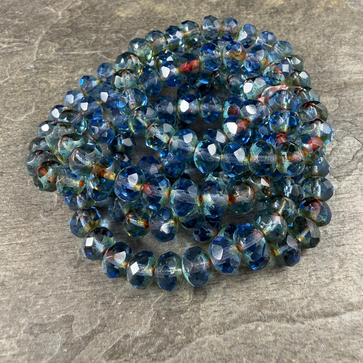 8x6mm Transparent Light Sapphire Blue Picasso Faceted Rondelles (R8/0577) *