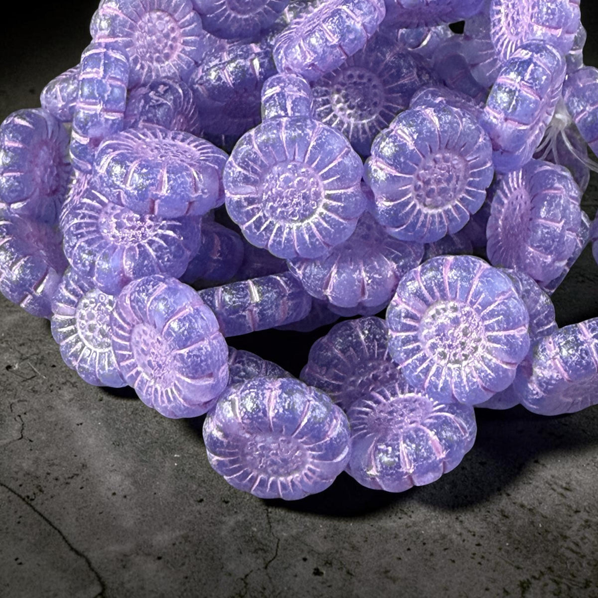 Czech Glass Beads - 13mm Sunflower Bead, Matte Thistle with Pink Wash (SFW/N-0918) * Qty. 10