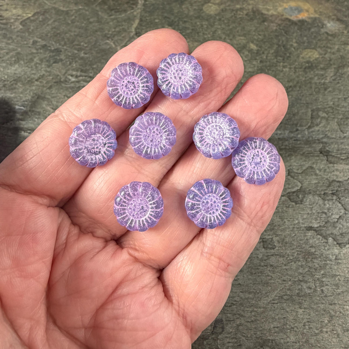 Czech Glass Beads - 13mm Sunflower Bead, Matte Thistle with Pink Wash (SFW/N-0918) * Qty. 10