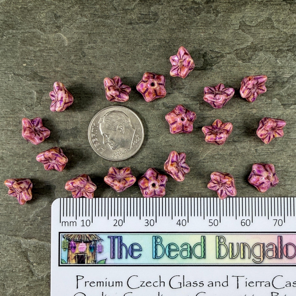 Czech Glass Beads - 6x9mm Bell Flower, Alabaster with Lavender Picasso (BF/N-0065) * Qty. 25