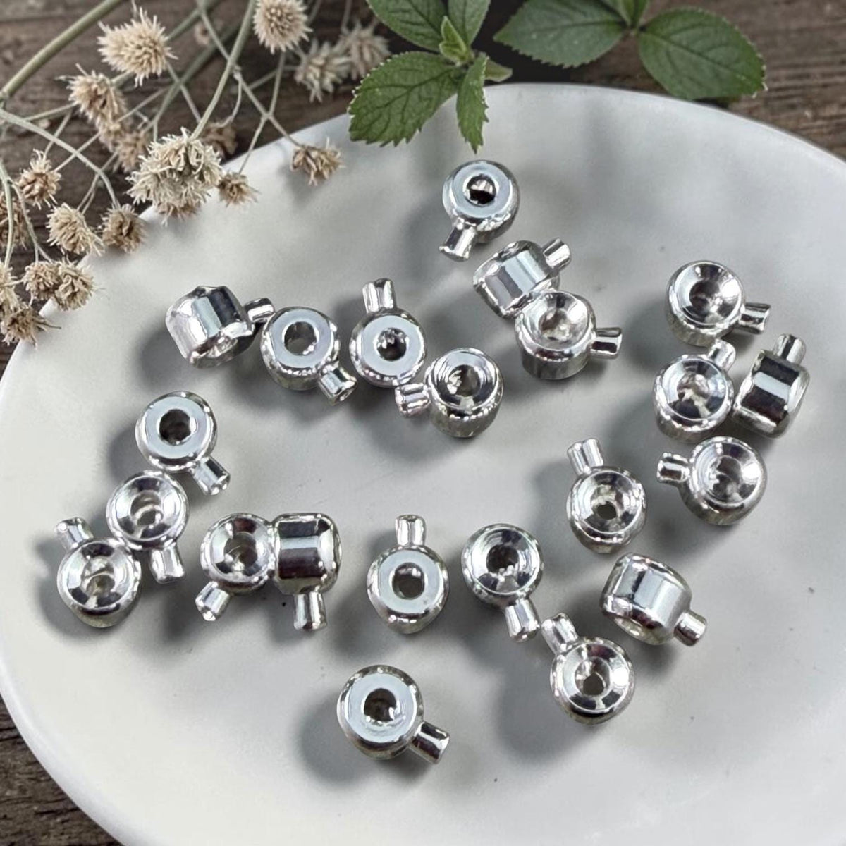 4mm One-Step Crimp Beads for Wire, Silver Plated Brass (Z030-17A-S) * Qty. 30