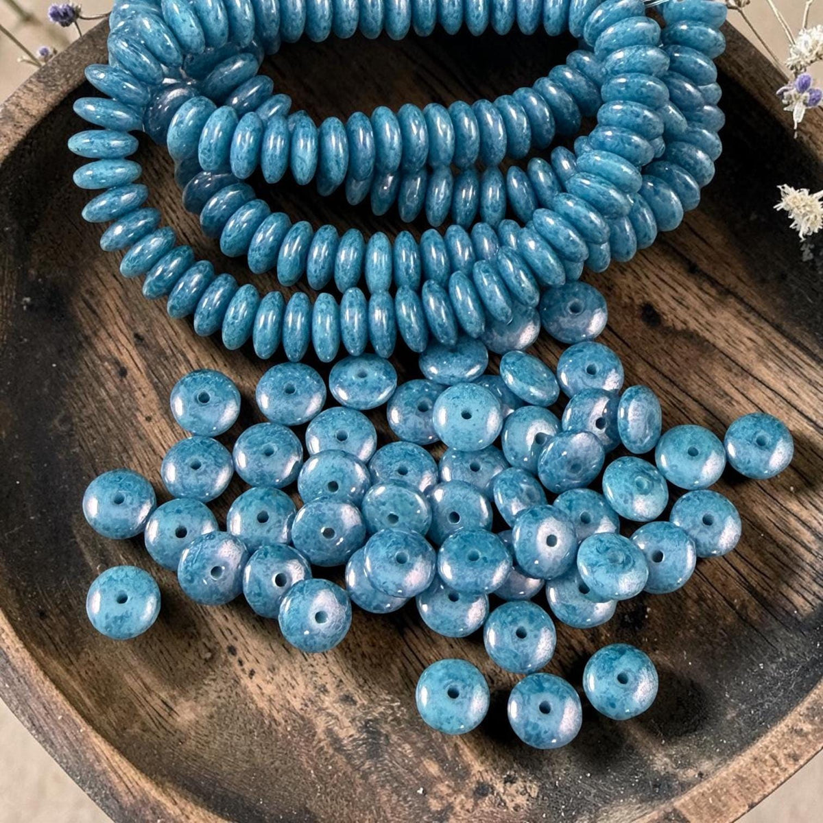 Czech Glass Beads - 6x2mm Heishi Rondelle, Azure Blue (DSC/N-1524) * Qty. 50