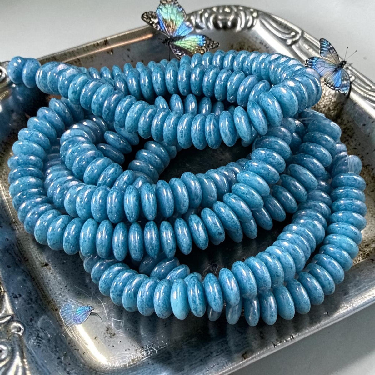 Czech Glass Beads - 6x2mm Heishi Rondelle, Azure Blue (DSC/N-1524) * Qty. 50