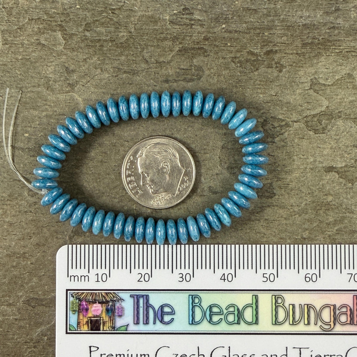 Czech Glass Beads - 6x2mm Heishi Rondelle, Azure Blue (DSC/N-1524) * Qty. 50
