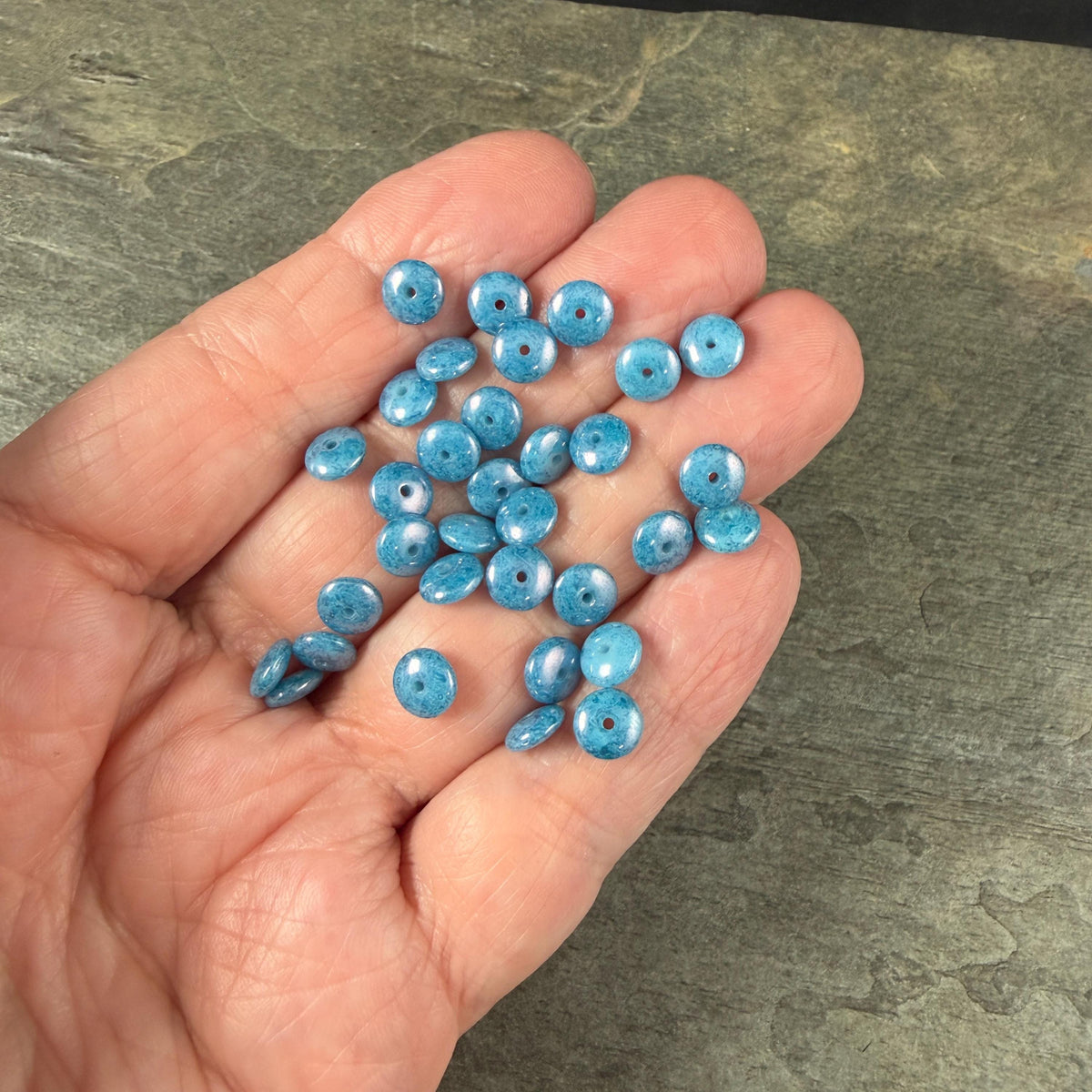Czech Glass Beads - 6x2mm Heishi Rondelle, Azure Blue (DSC/N-1524) * Qty. 50