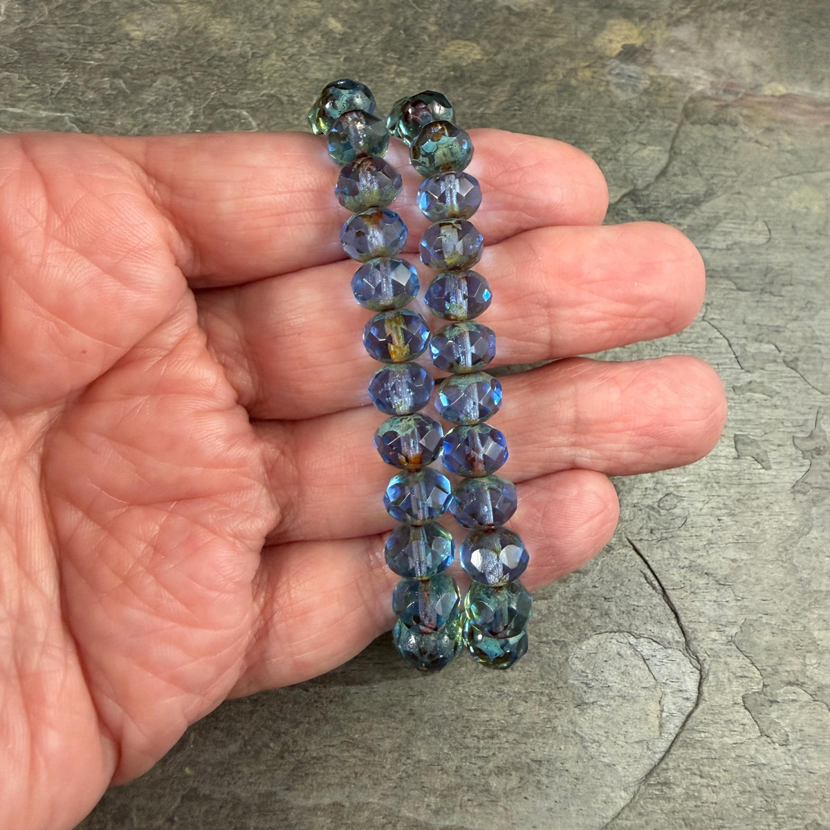 8x6mm Transparent Light Sapphire Blue Picasso Faceted Rondelles (R8/0577) *