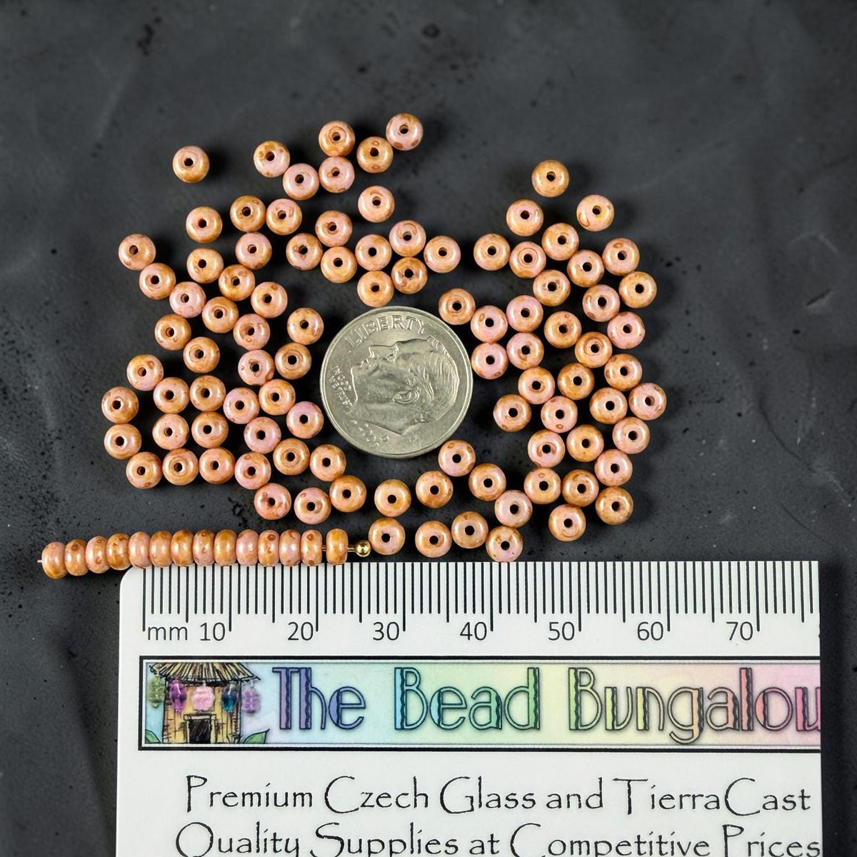 Czech Glass Beads - 2.25x4mm Heishi Rondelle, Rose Pink Picasso (951813) * 100 Beads