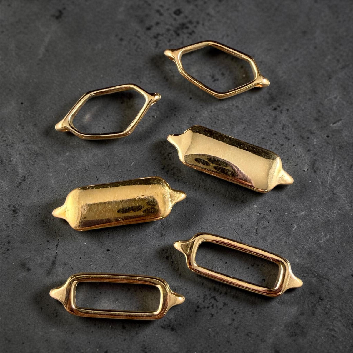 24k Gold Plated Link, 21.75x10.8mm Geometric Polygon Link (PF/013387-12) * Qty. 4