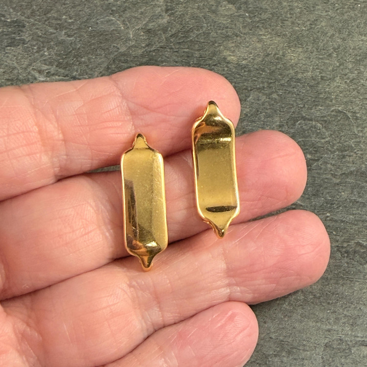 24k Gold Plated Link, 25.75x8.5mm Solid Rectangle Link (PF/013364-12) * Qty. 4