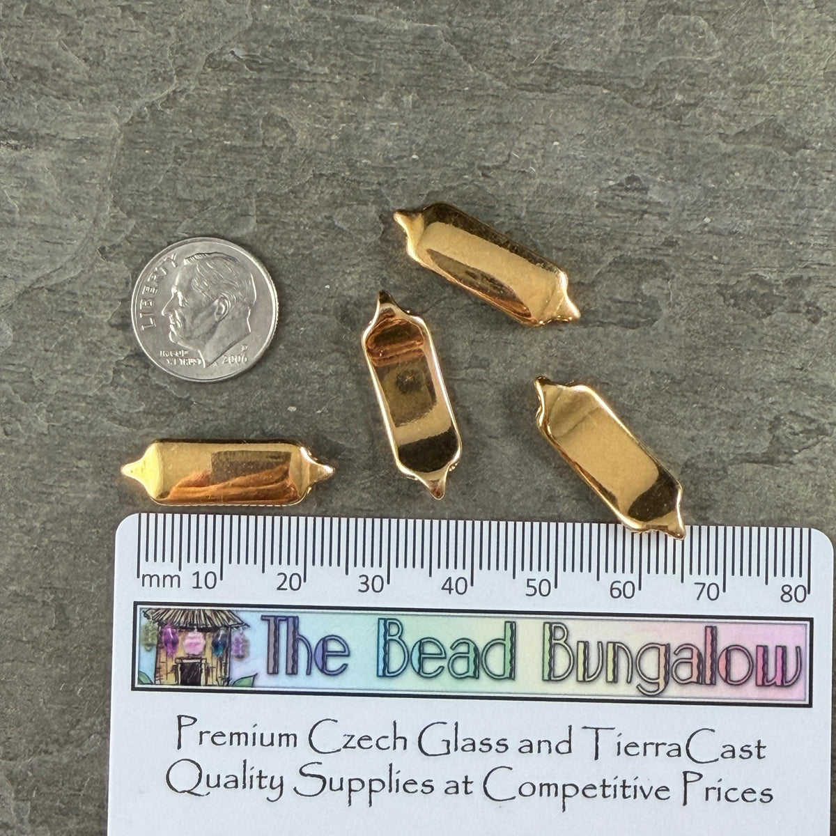 24k Gold Plated Link, 25.75x8.5mm Solid Rectangle Link (PF/013364-12) * Qty. 4