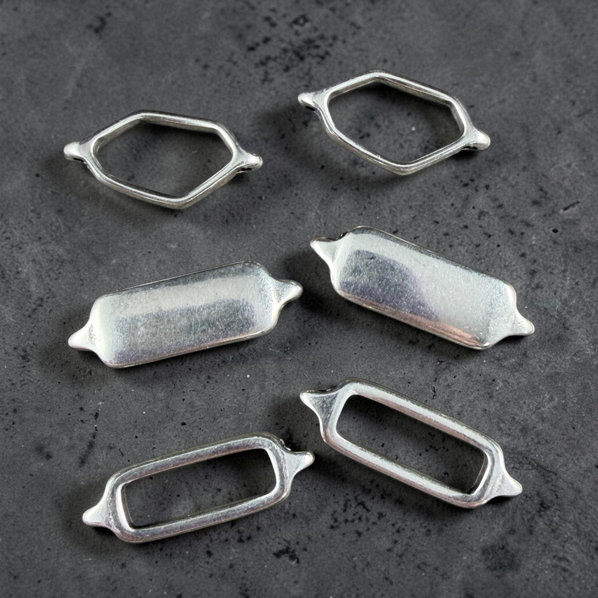 Antiqued Silver Plated Link, 25.5x8.4mm Open Rectangle Link (PF/013363-77) * Qty. 4