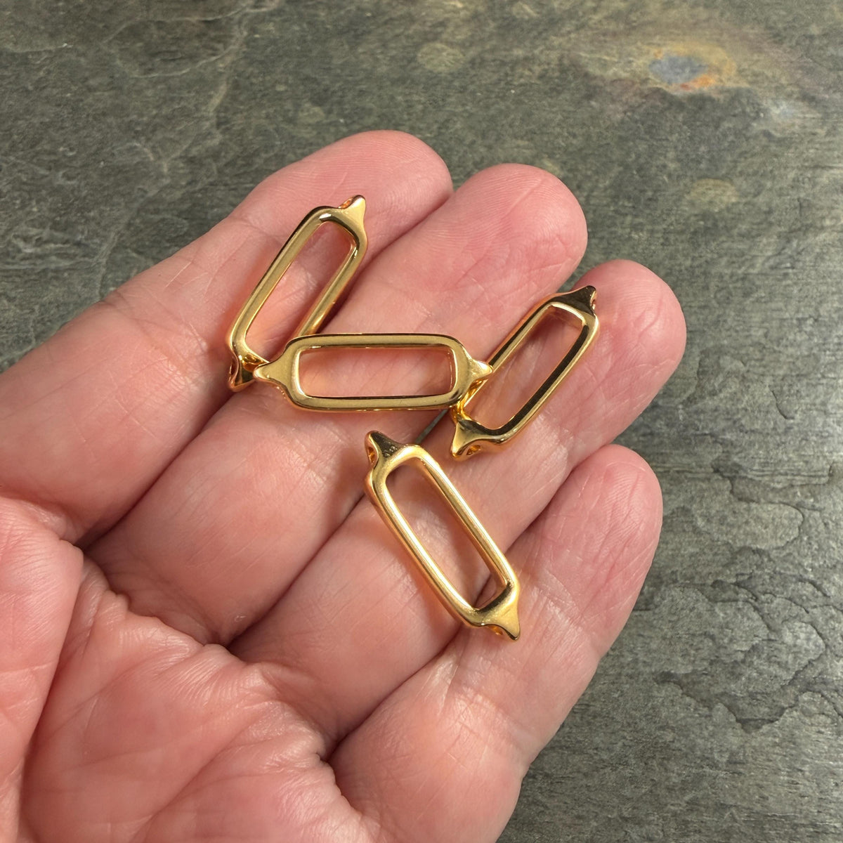 24k Gold Plated Link, 25.5x8.4mm Open Rectangle Link (PF/013363-12) * Qty. 4