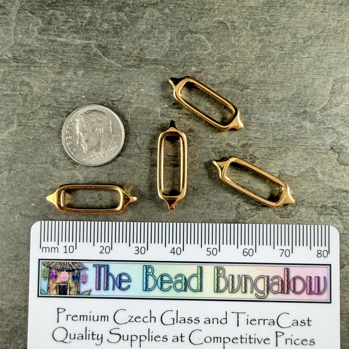 24k Gold Plated Link, 25.5x8.4mm Open Rectangle Link (PF/013363-12) * Qty. 4