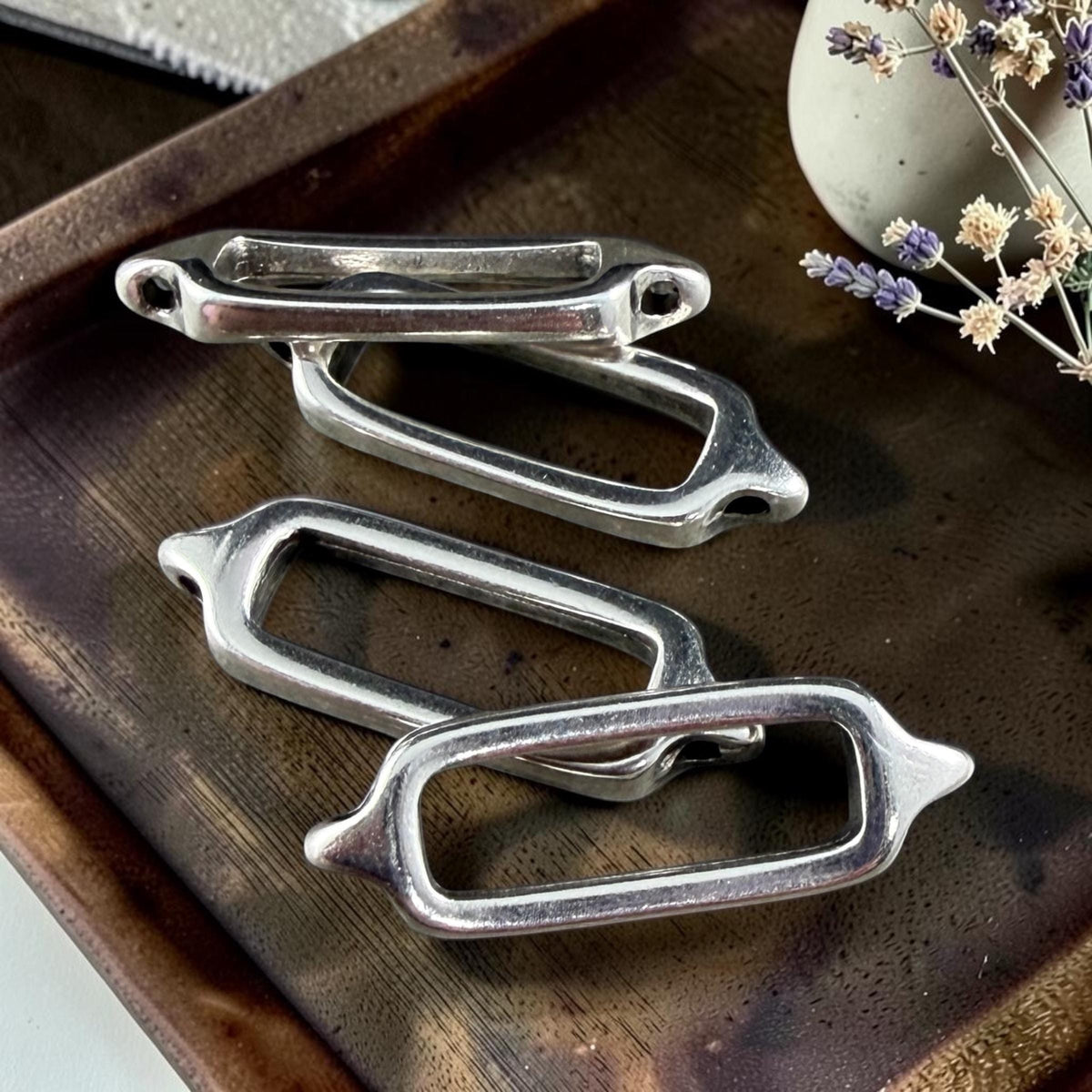 Antiqued Silver Plated Link, 25.5x8.4mm Open Rectangle Link (PF/013363-77) * Qty. 4