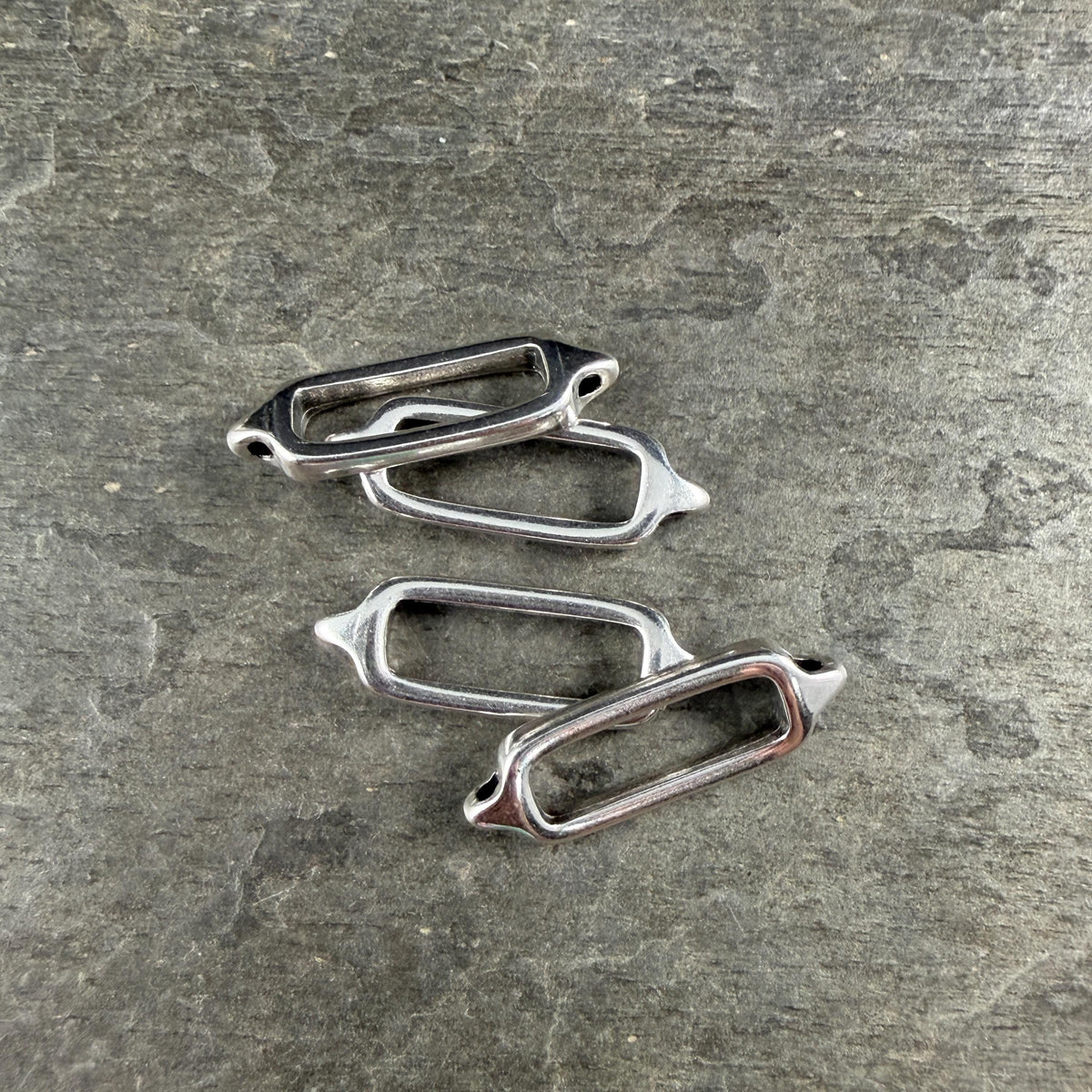 Antiqued Silver Plated Link, 25.5x8.4mm Open Rectangle Link (PF/013363-77) * Qty. 4